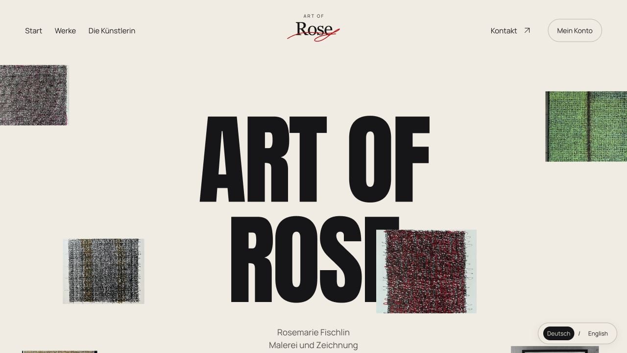 Art of Rose: Startseite mit bewegter Kunstgalerie