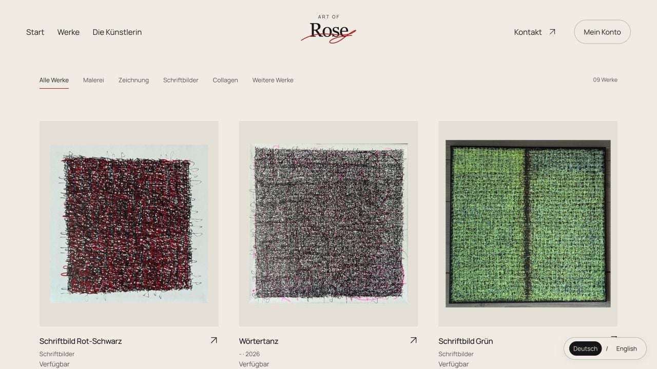Art of Rose: Werkübersicht mit Originalarbeiten
