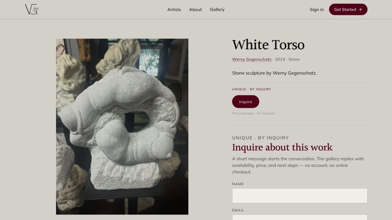 Gegenschatz Art: Detailansicht der Skulptur White Torso